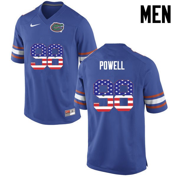 Florida Gators Men #98 Jorge Powell College Football USA Flag Fashion Blue